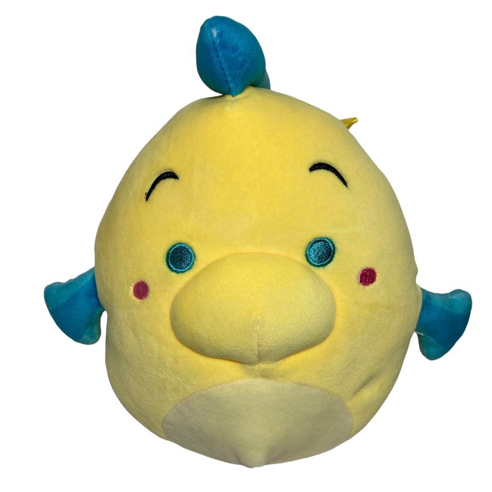Disney Kellytoy Squishmallows Flounder Fish Little Mermaid 8” Stuffed Plush